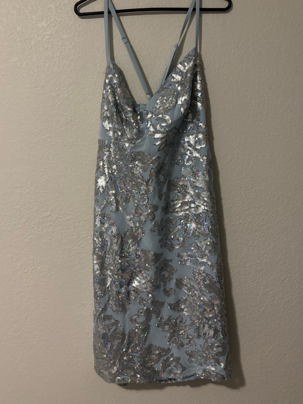 B. Darlin Light Blue Sequin Slip Dress
